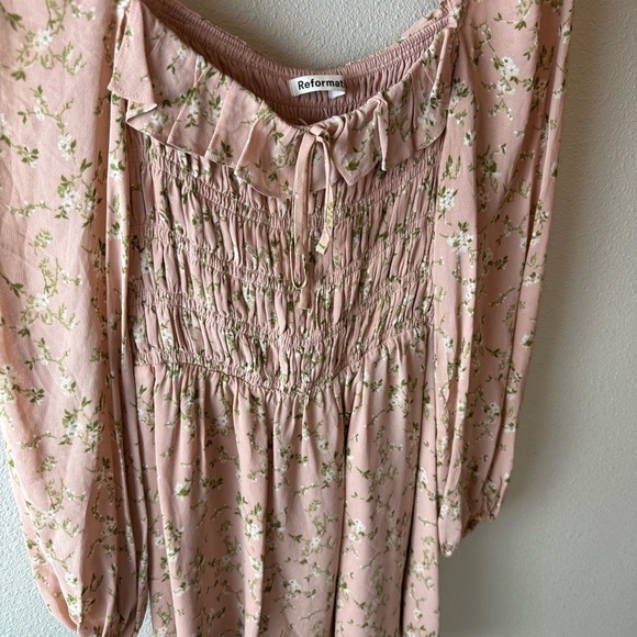 Reformation Morris Mini Dress Melody Blush Pink Long Sleeve Smock Floral Women 2 - Picture 6 of 16